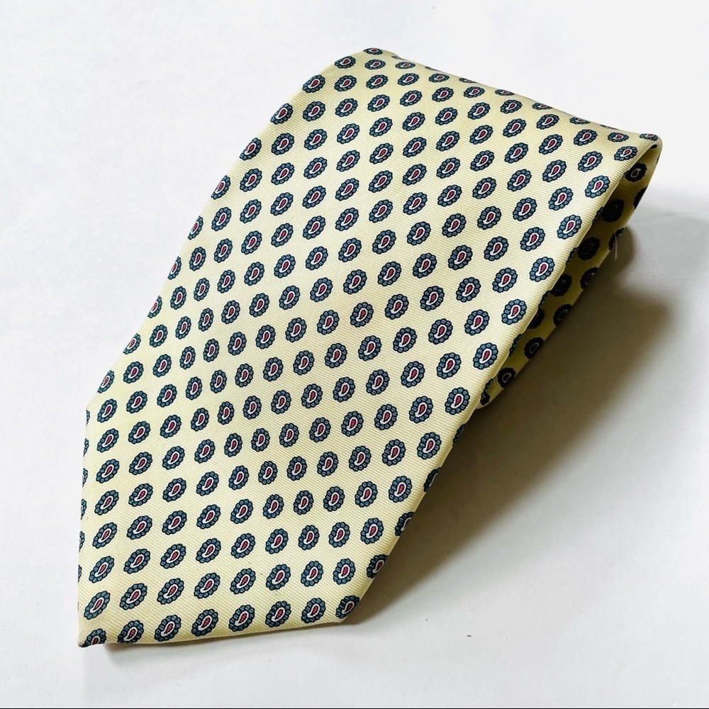 Angelo Rosani Tie Makers Pale Yellow Paisley 100% Silk Tie